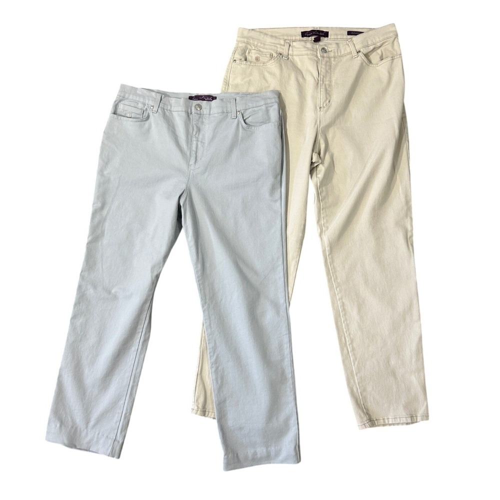 Gloria Vanderbilt Amanda High Rise Straight Leg Jeans Bundle Blue Beige Size 16